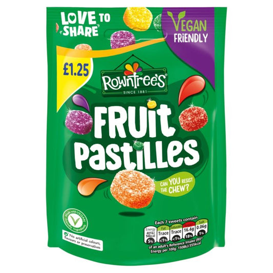 Rowntree's Fruit Pastilles Vegan Friendly Sweets Sharing Bag 114g £1.25